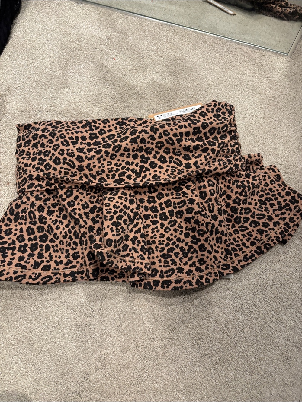 SKIMS Sienna Natural Leopard Foldover Mini Skort